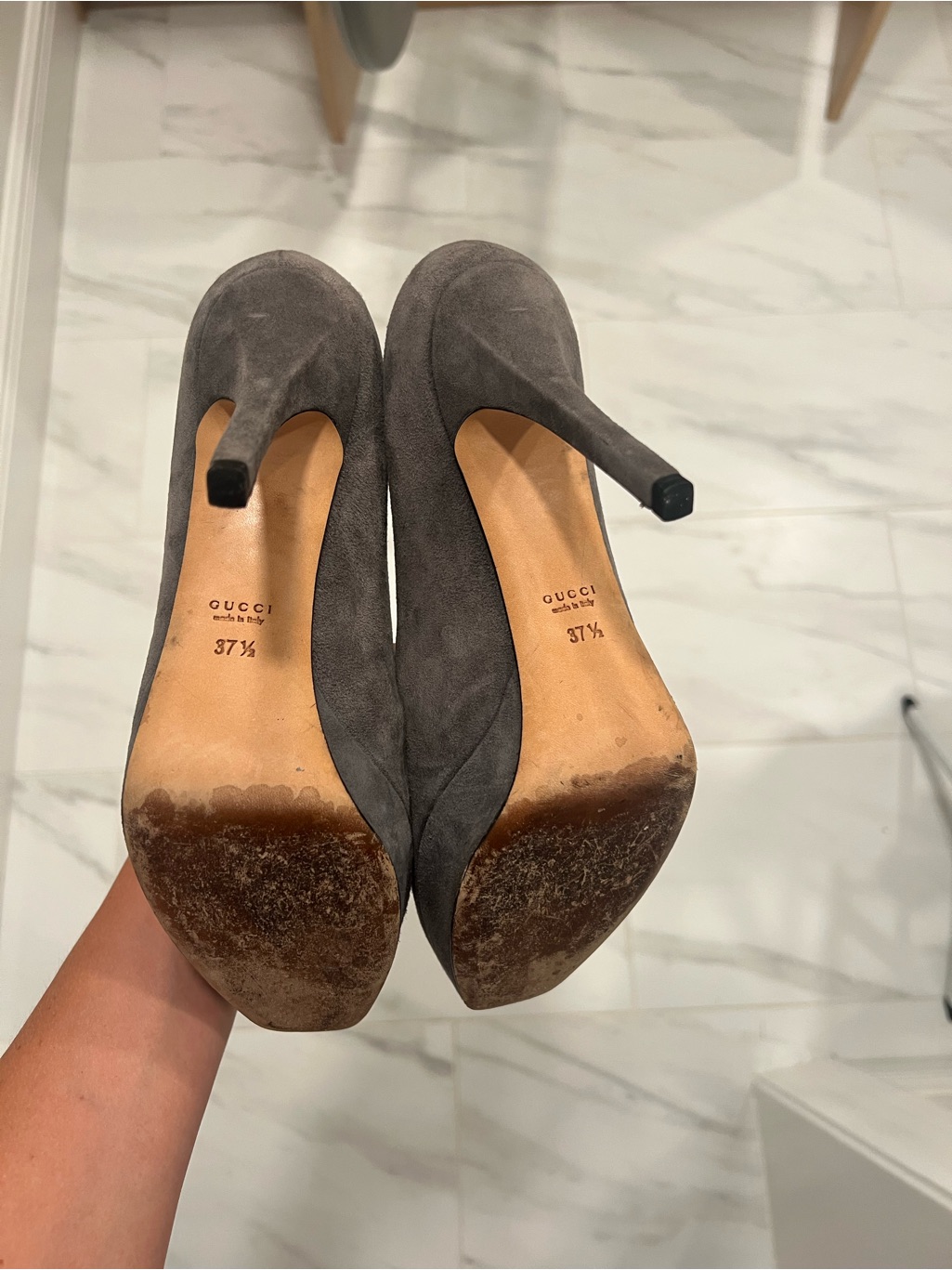 Gucci Gray Suede Stiletto Pumps